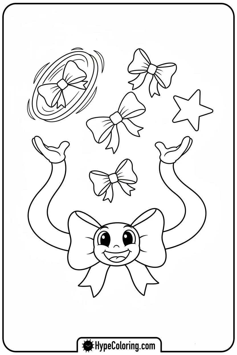 playful-bow-juggling-bows - coloring pages bows