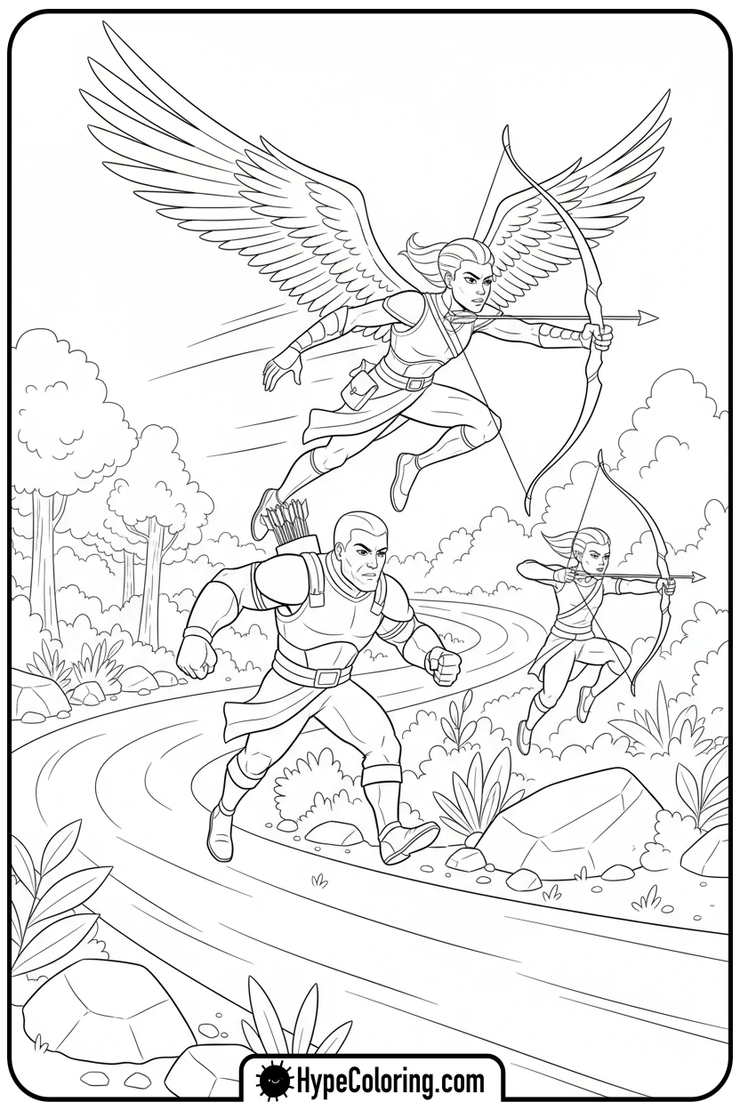 bow-characters-racing - coloring pages bows