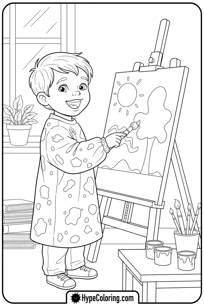 Click to download PDF child-painting-a-picture - coloring pages for mental health