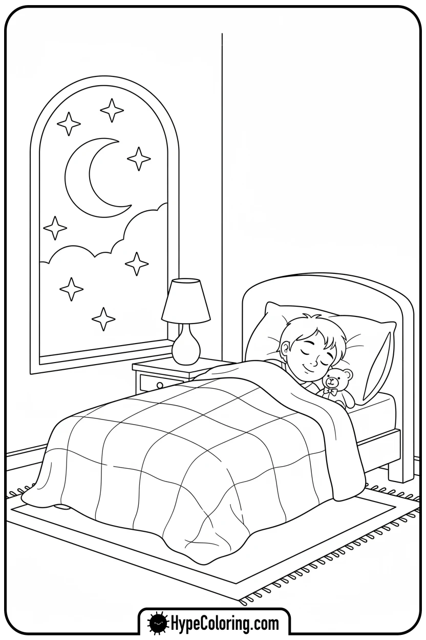 Click to download PDF child-sleeping-peacefully - coloring pages for mental health
