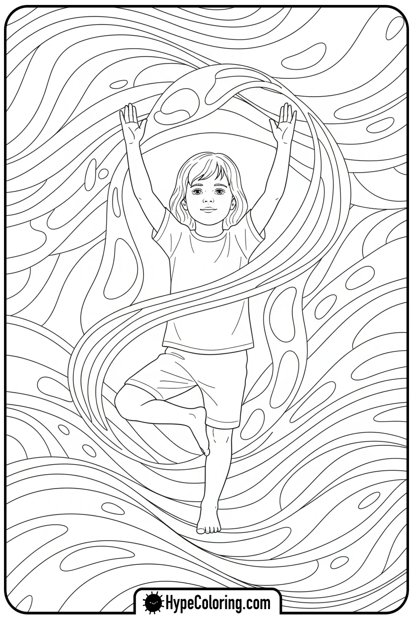 Click to download PDF child-doing-a-gentle-stretch - coloring pages for mental health