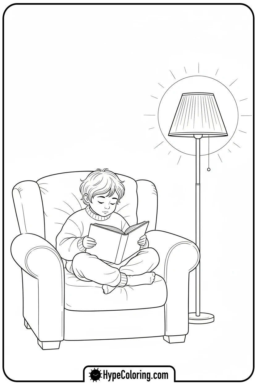 Click to download PDF child-reading-a-book - coloring pages for mental health