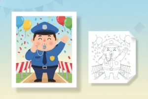 a-police-officer-blowing-a - coloring pages for police