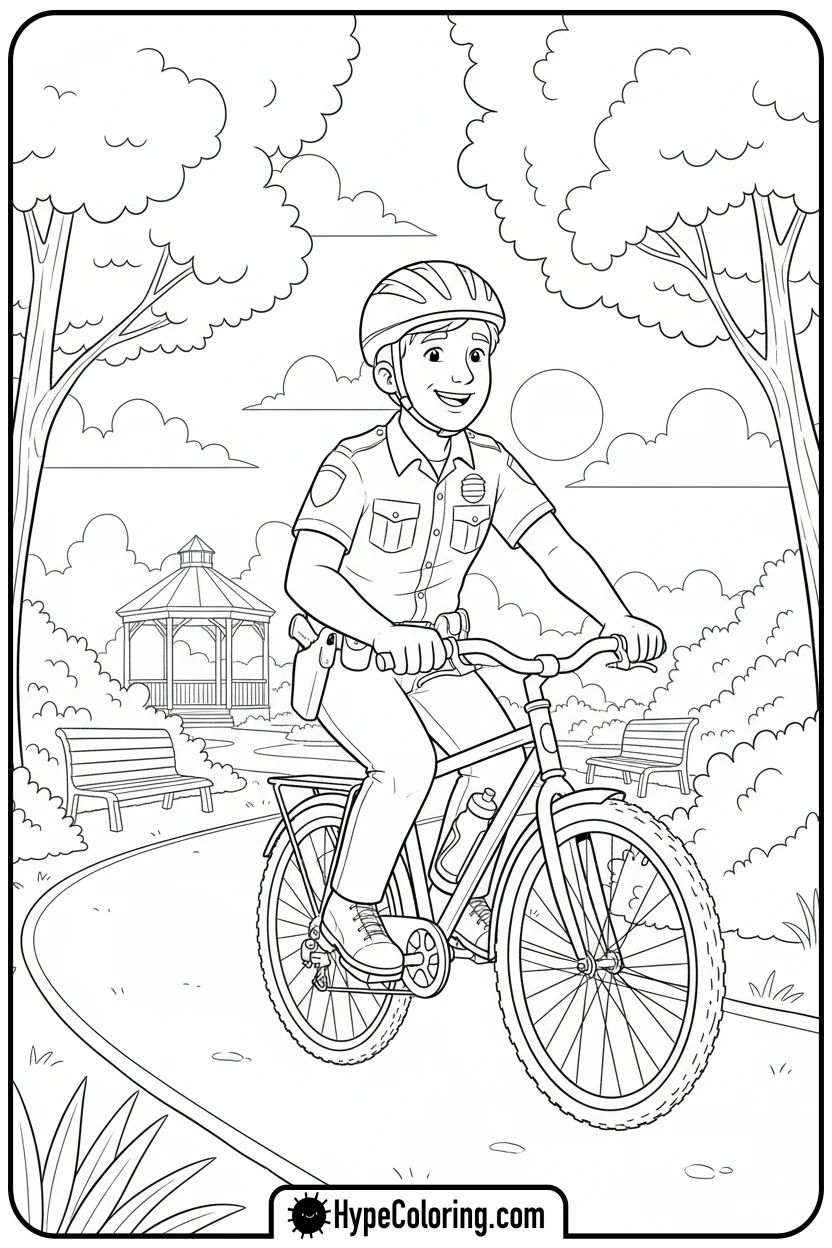 police-officer-on-a-bicycle - coloring pages for police