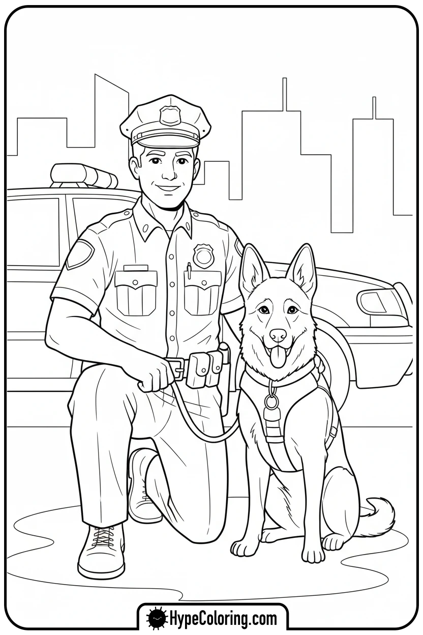 police-officer-with-k9-dog - coloring pages for police