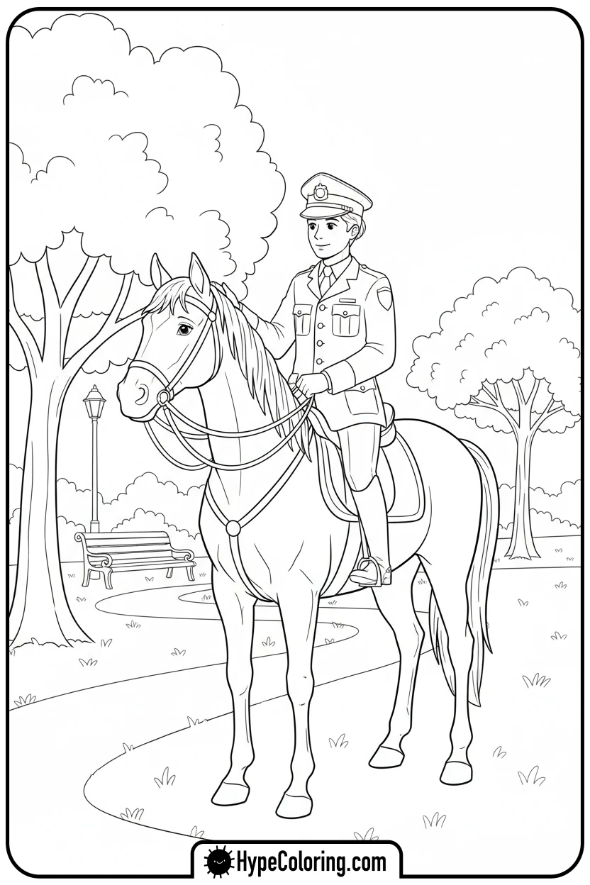 police-officer-on-horseback - coloring pages for police
