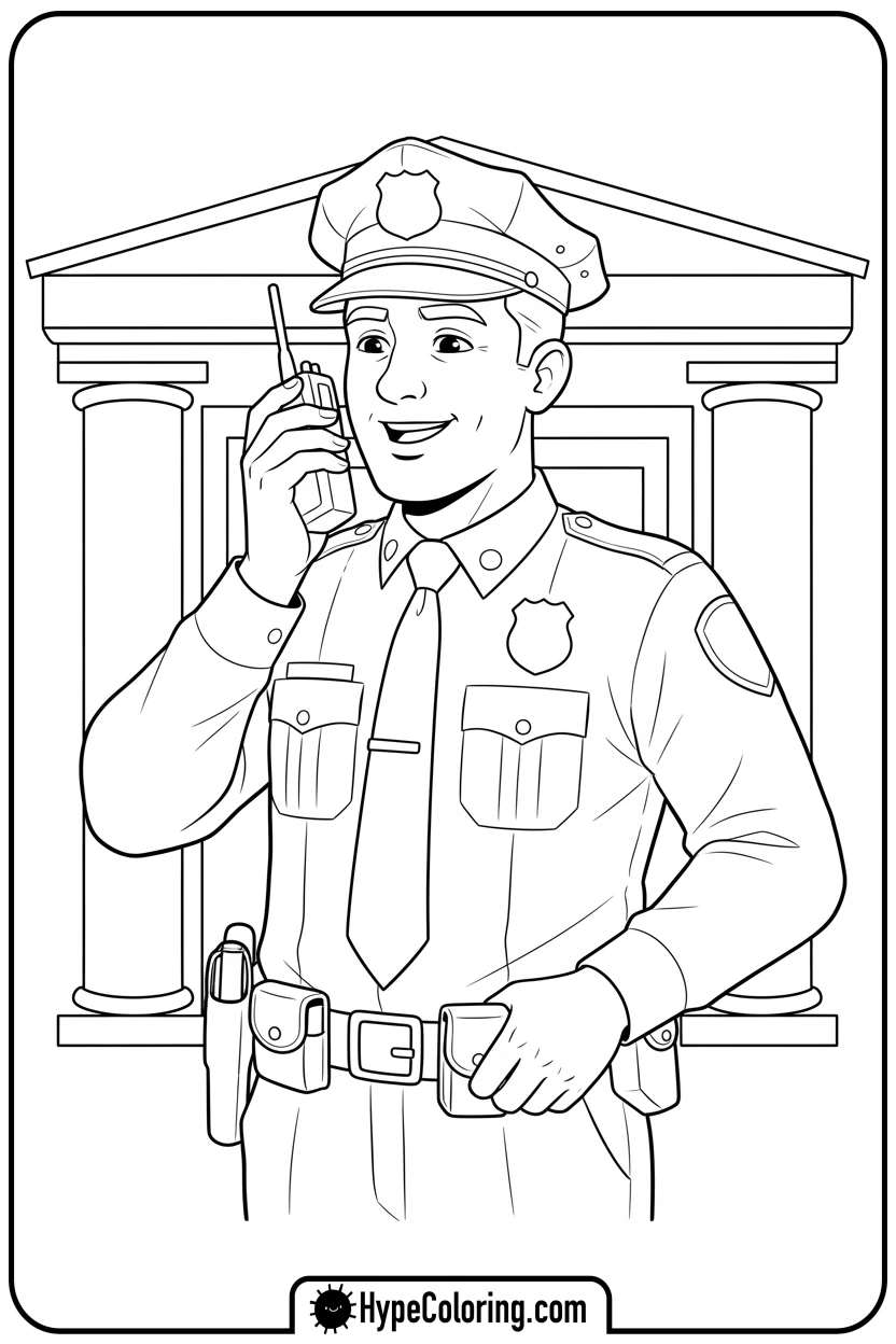 police-officer-with-walkie-talkie - coloring pages for police