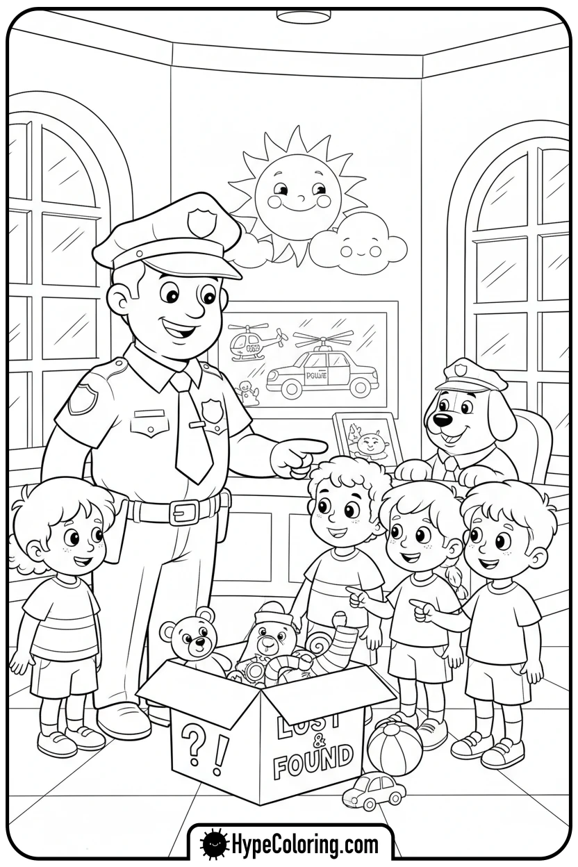 police-officer-giving-station-tour - coloring pages for police