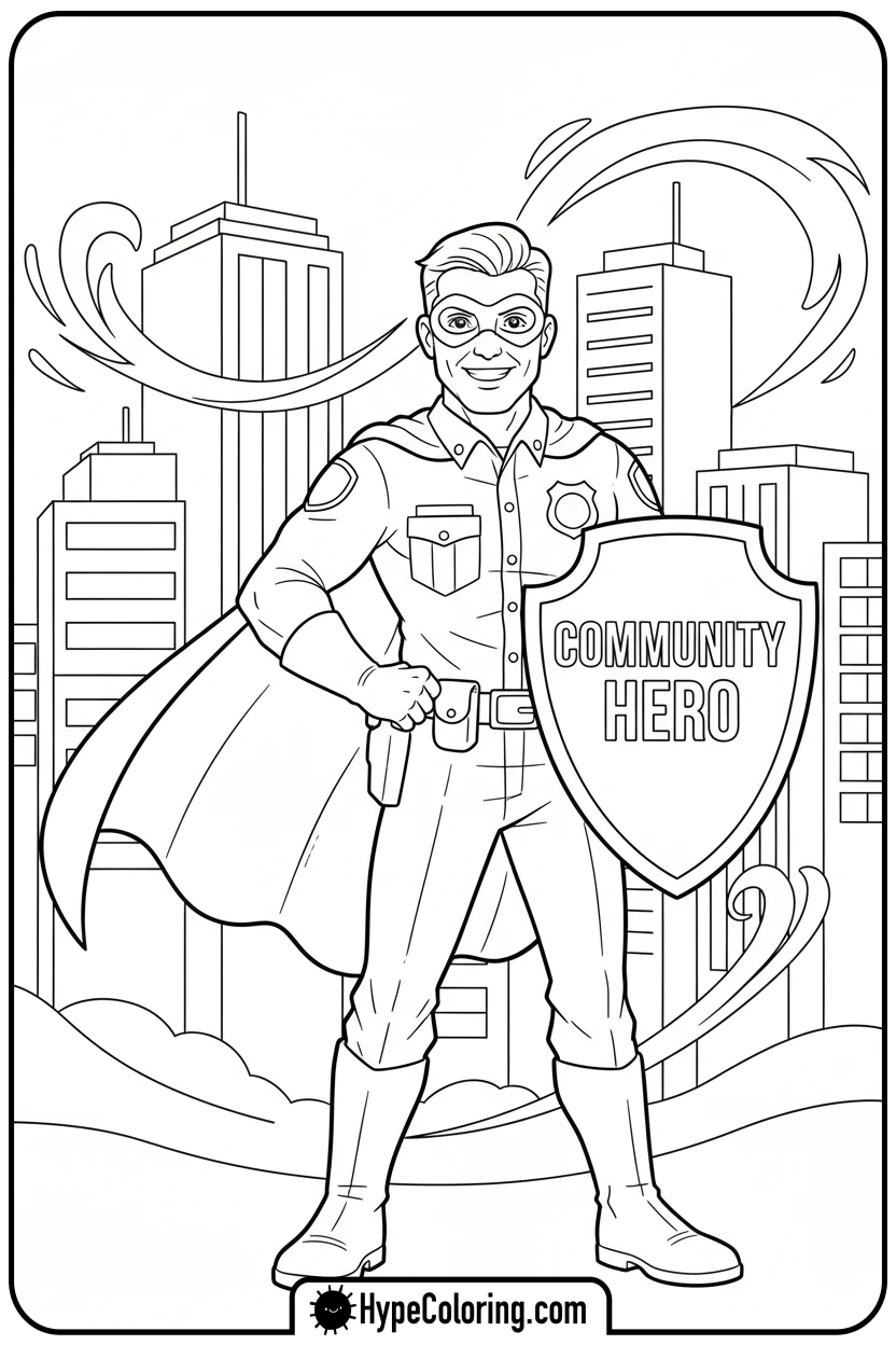 police-officer-as-community-hero - coloring pages for police