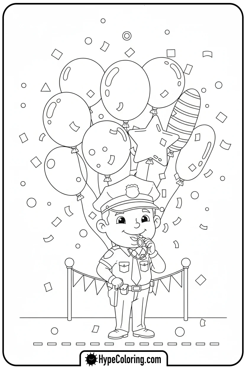 police-officer-blowing-whistle - coloring pages for police