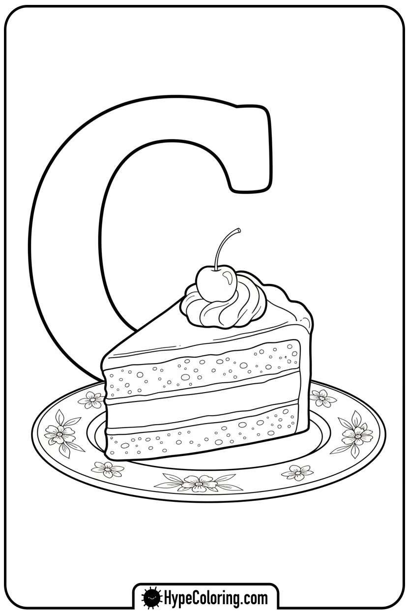 chocolate-cake-slice - coloring pages for the letter c