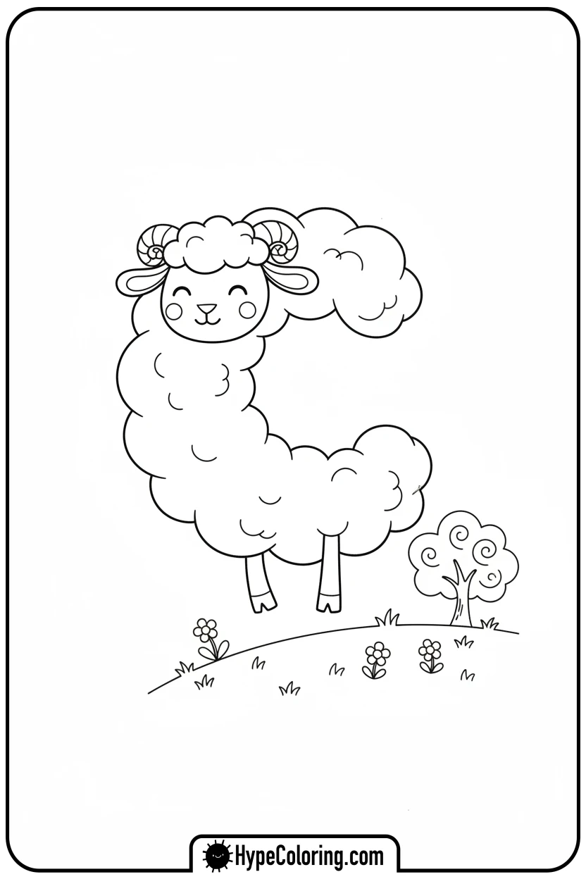 cloud-shaped-like-sheep - coloring pages for the letter c
