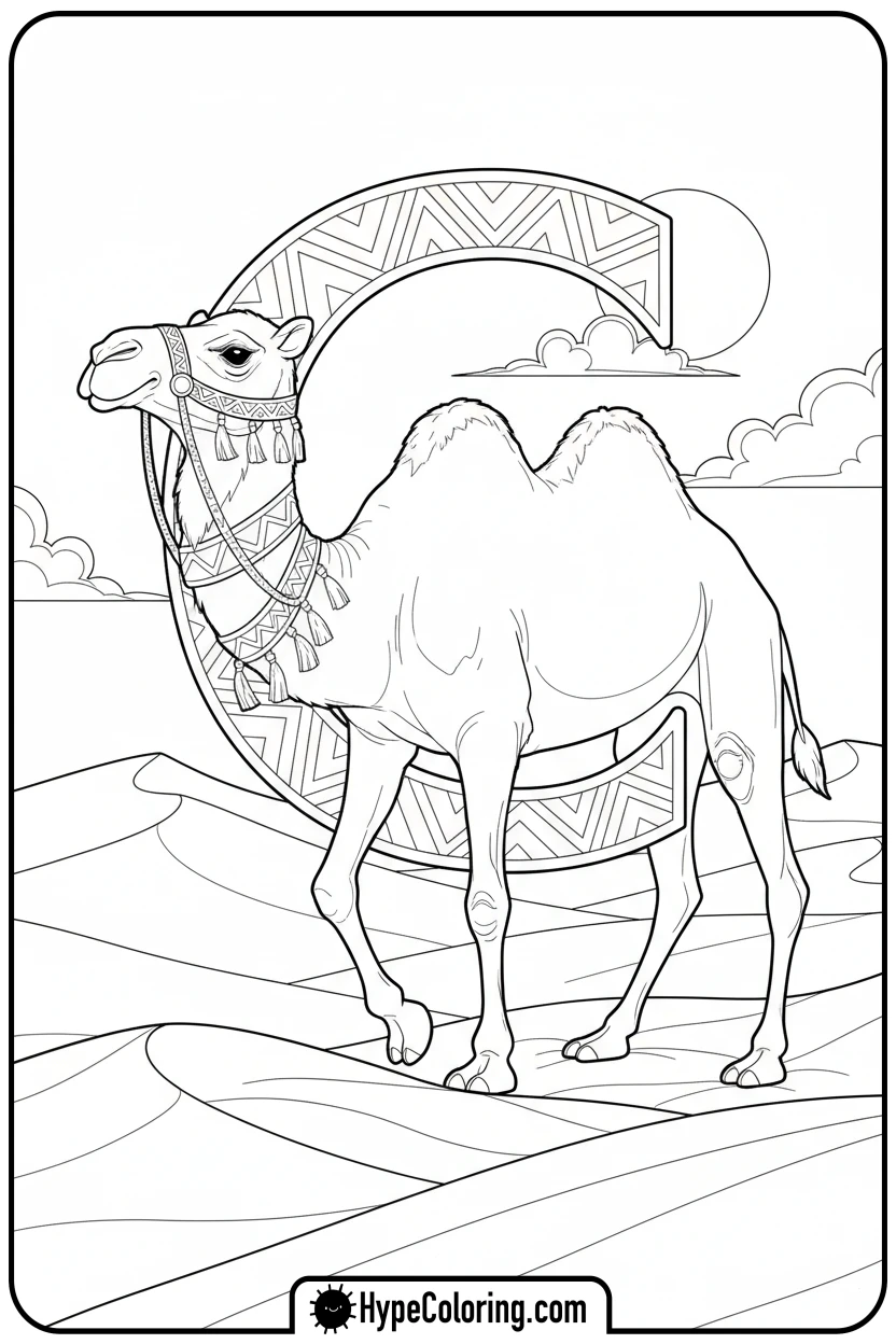 camel-walking-in-desert - coloring pages for the letter c
