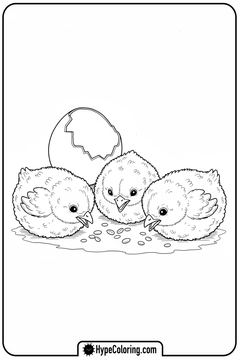 baby-chicks-pecking-seeds - coloring pages for the letter c
