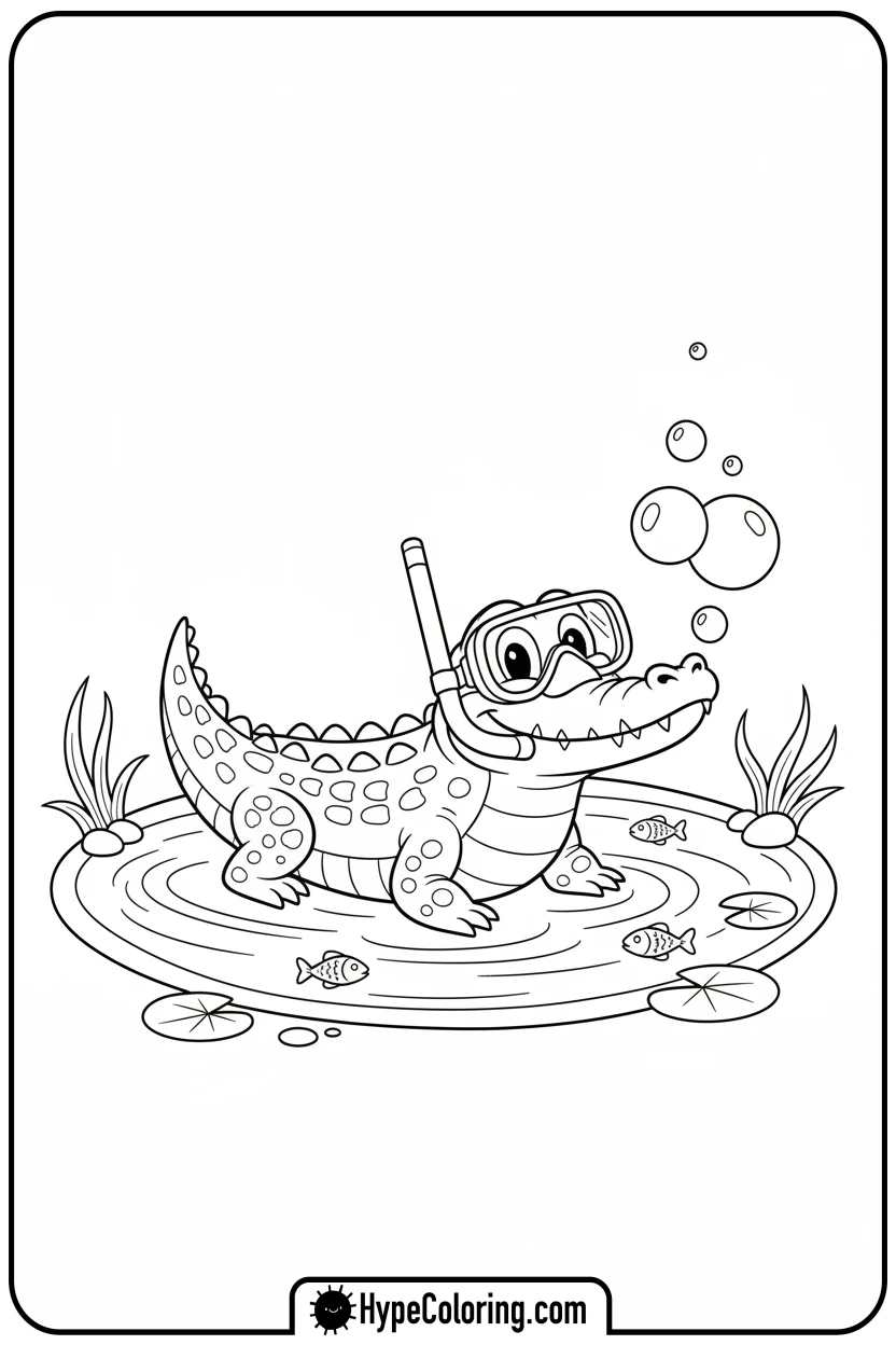 crocodile-snorkeling - coloring pages for the letter c