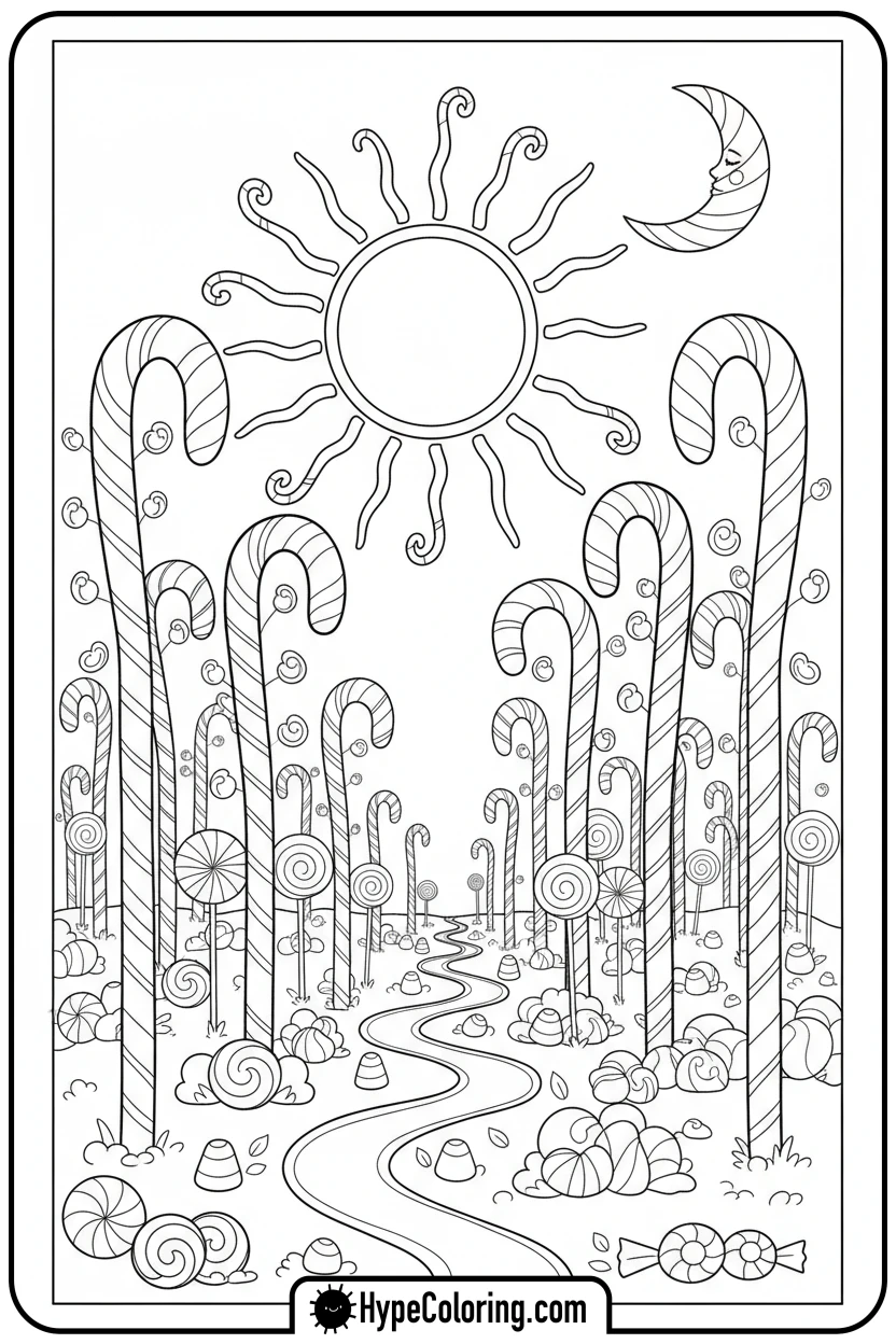 candy-cane-forest - coloring pages for the letter c