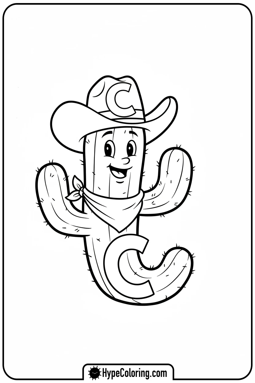 cactus-with-cowboy-hat - coloring pages for the letter c