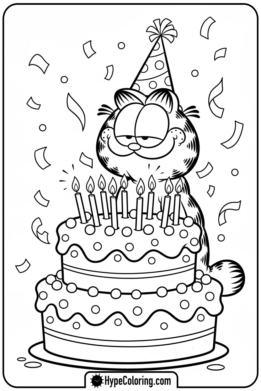 garfield-blowing-out-birthday-candles - coloring pages garfield