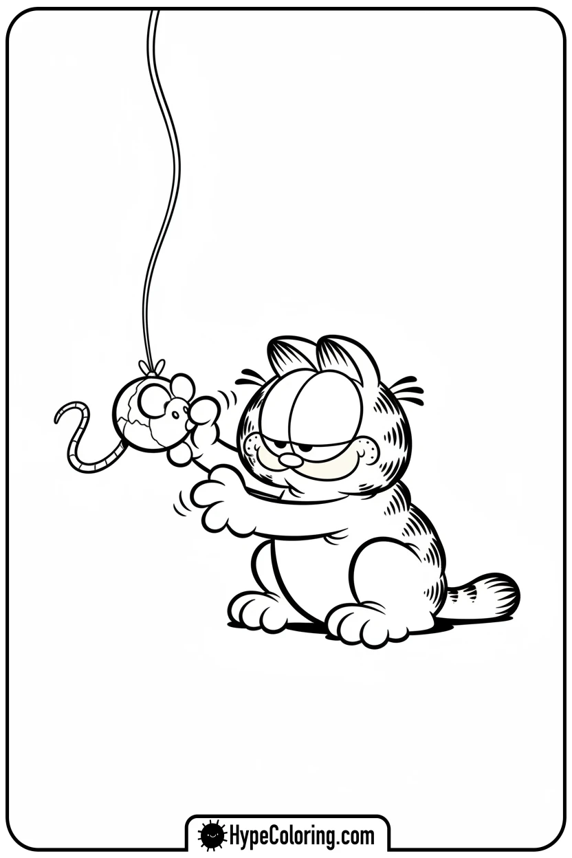 garfield-playing-with-toy-mouse - coloring pages garfield
