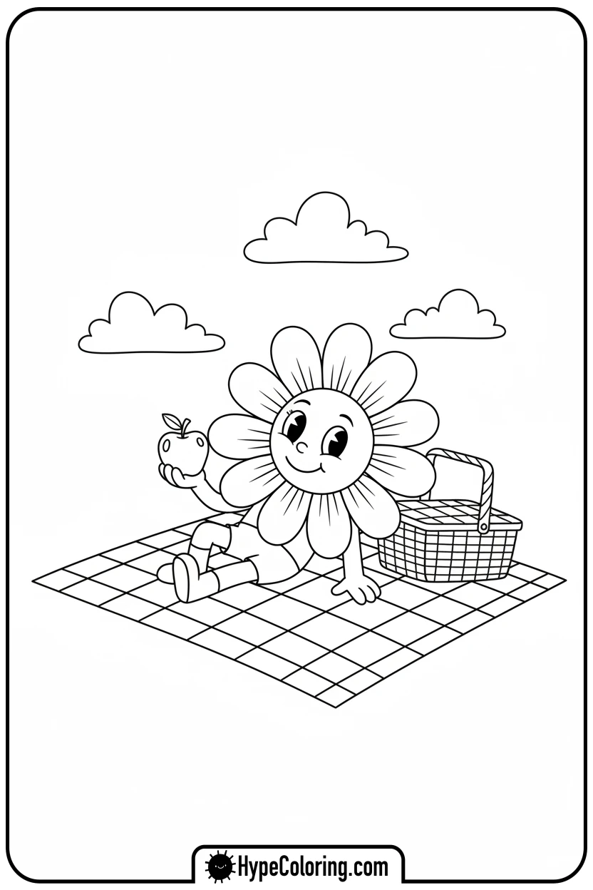 daisy-relaxing-on-a-picnic - daisy coloring pages