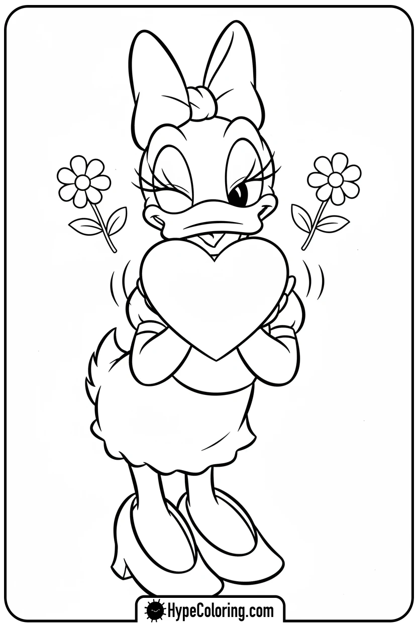 daisy-blowing-a-heart-kiss - daisy coloring pages