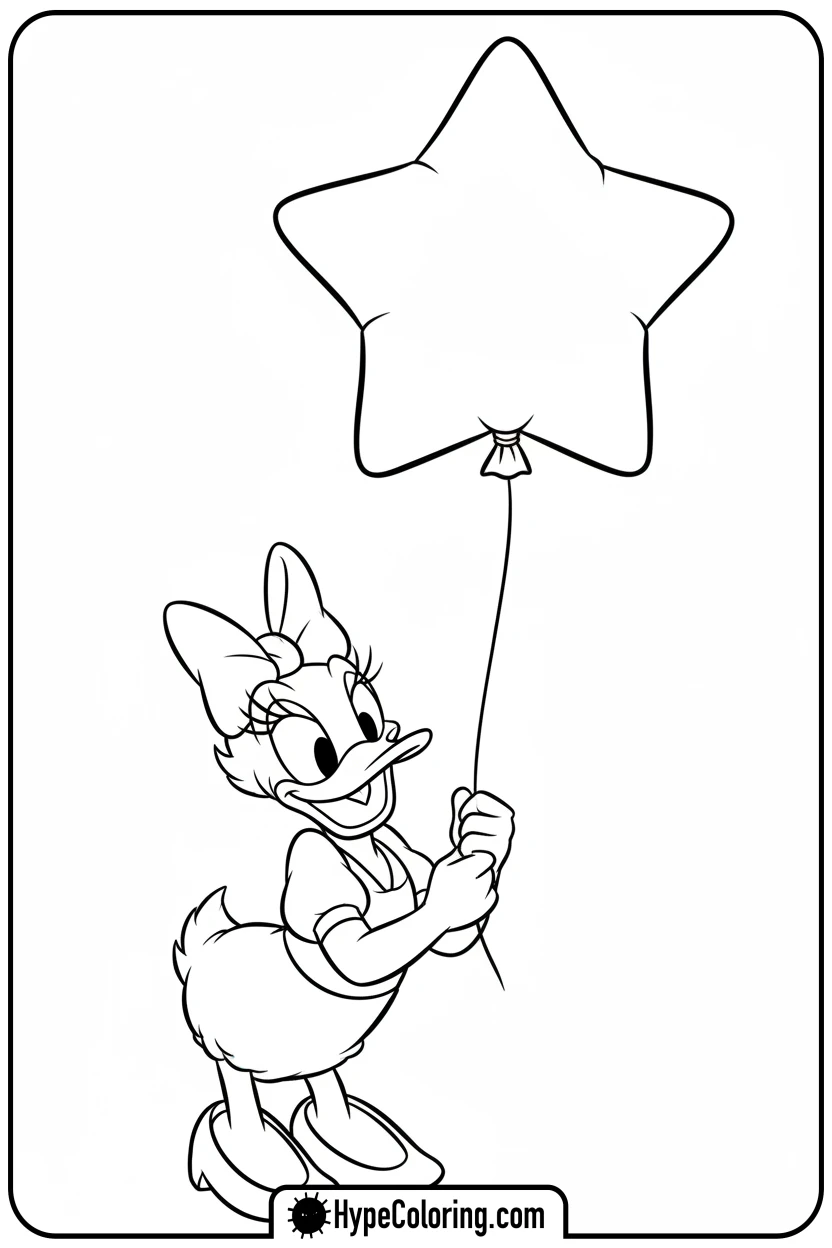 daisy-with-a-star-shaped-balloon - daisy coloring pages