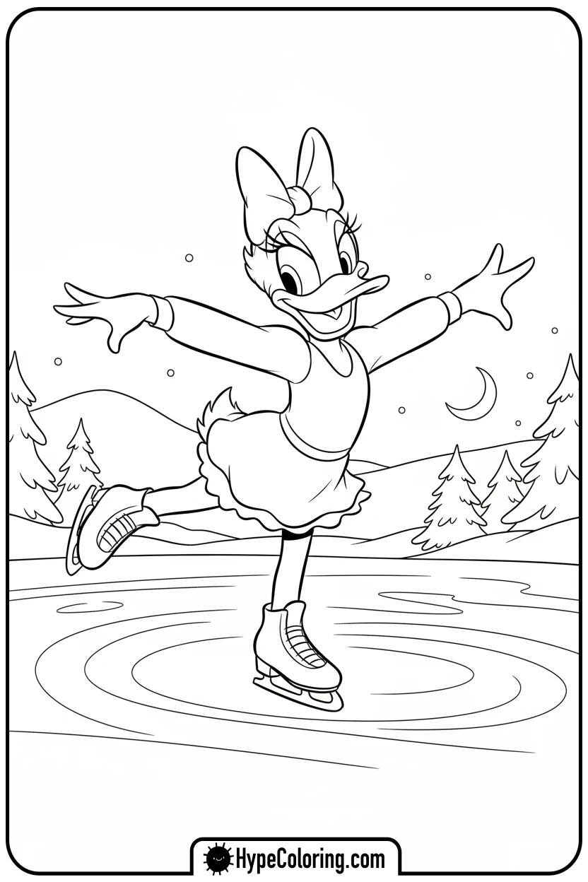 daisy-ice-skating-elegantly - daisy coloring pages