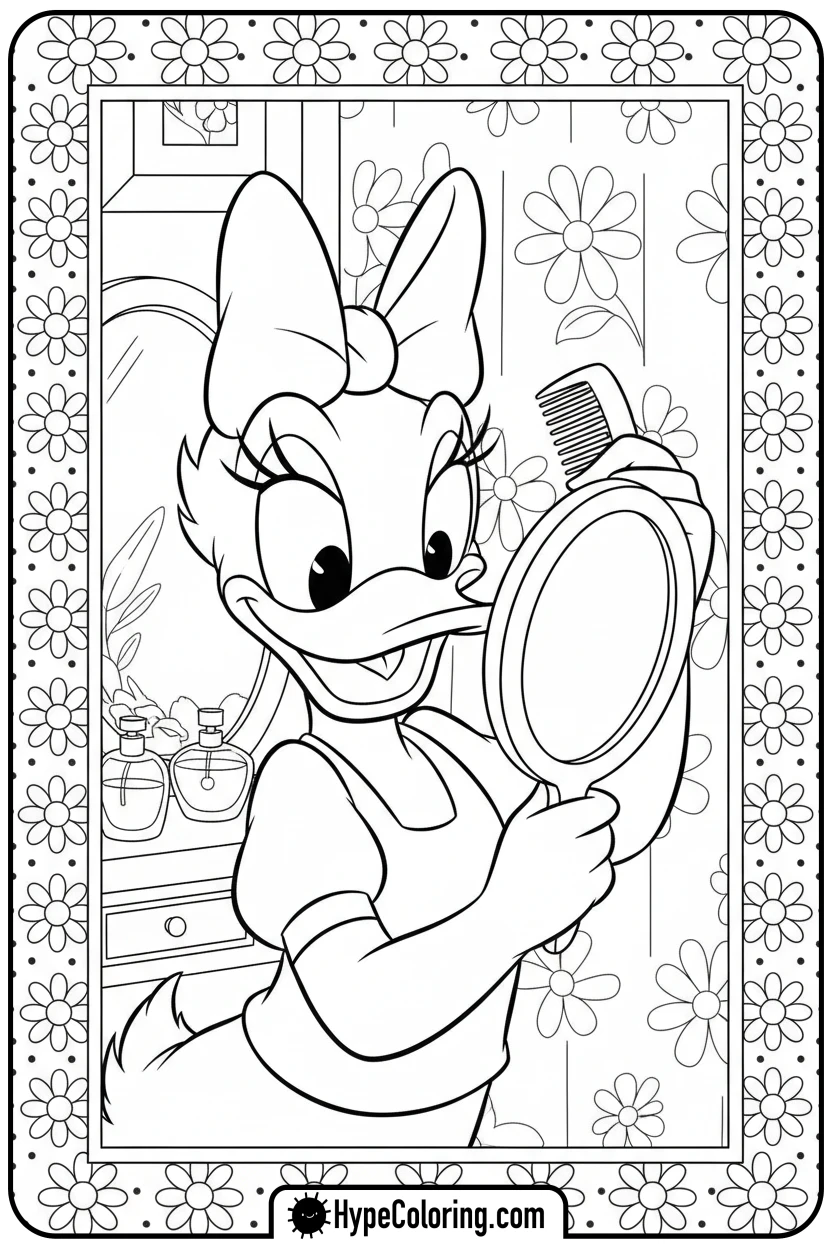 daisy-looking-in-a-mirror - daisy coloring pages