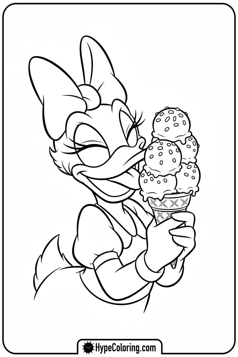 daisy-eating-an-ice-cream-cone - daisy coloring pages