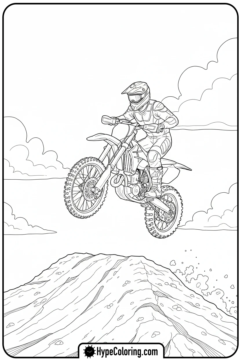 dirt-bike-jumping-a-ramp - dirt bike coloring page