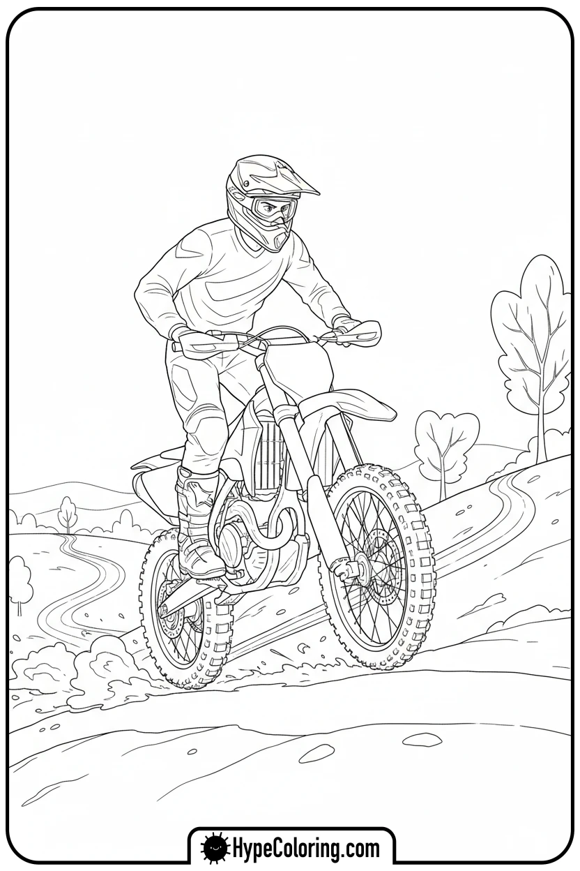 dirt-bike-climbing-a-hill - dirt bike coloring page