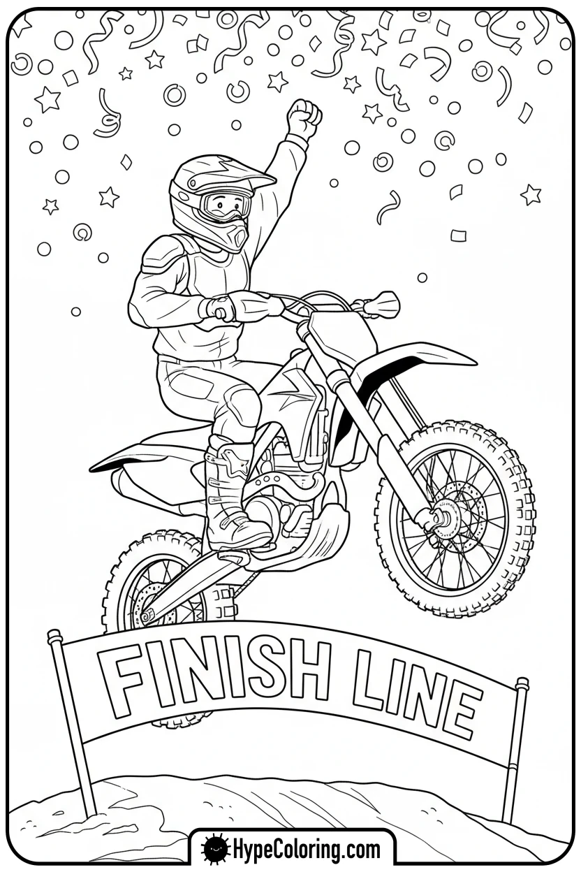 dirt-bike-crossing-finish-line - dirt bike coloring page