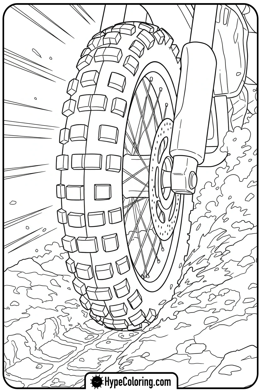 close-up-dirt-bike-tire-track - dirt bike coloring page