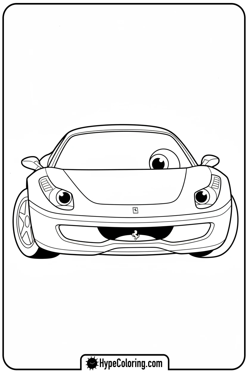 cartoon-ferrari-smiling - ferrari coloring pages