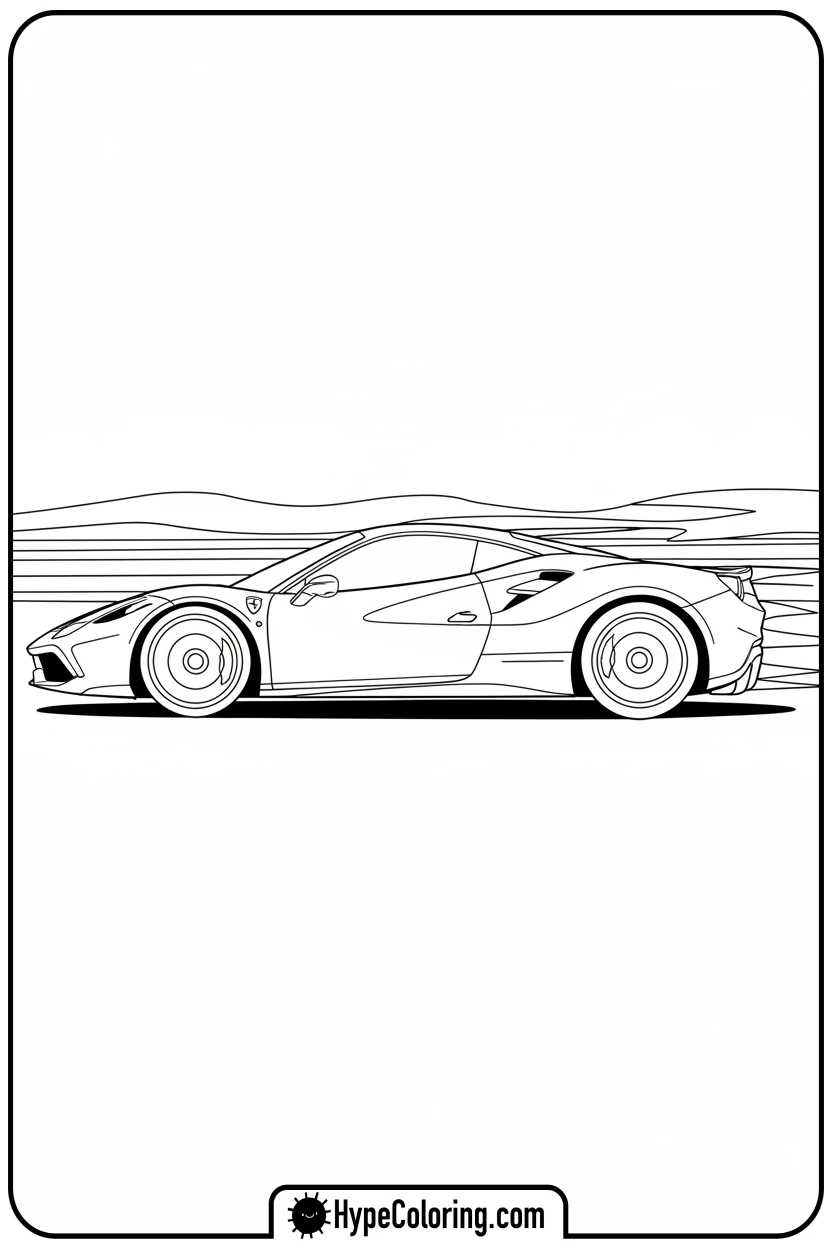 ferrari-speeding-side-view - ferrari coloring pages