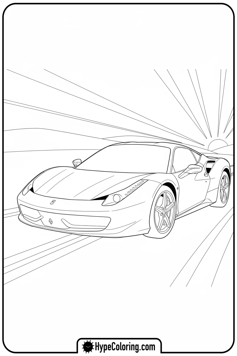 ferrari-front-view-ready - ferrari coloring pages