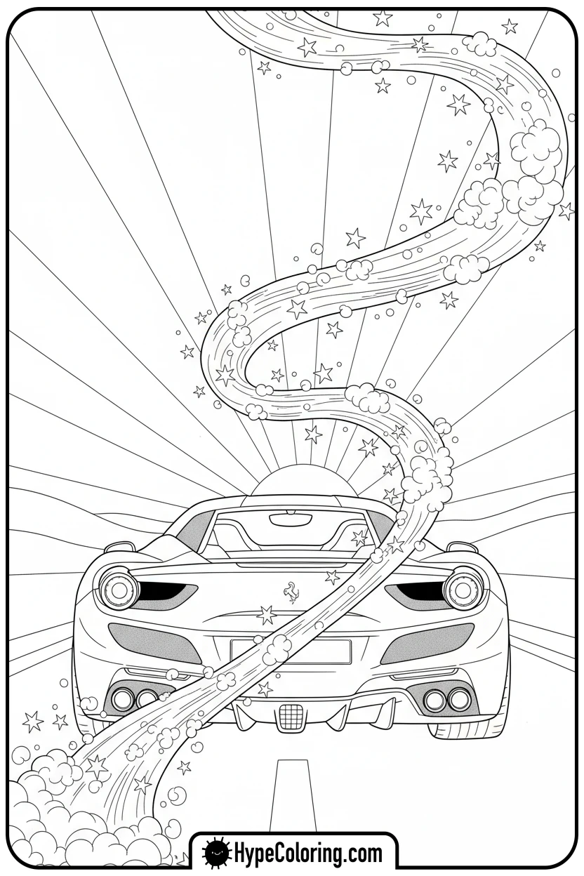 ferrari-driving-away-back-view - ferrari coloring pages