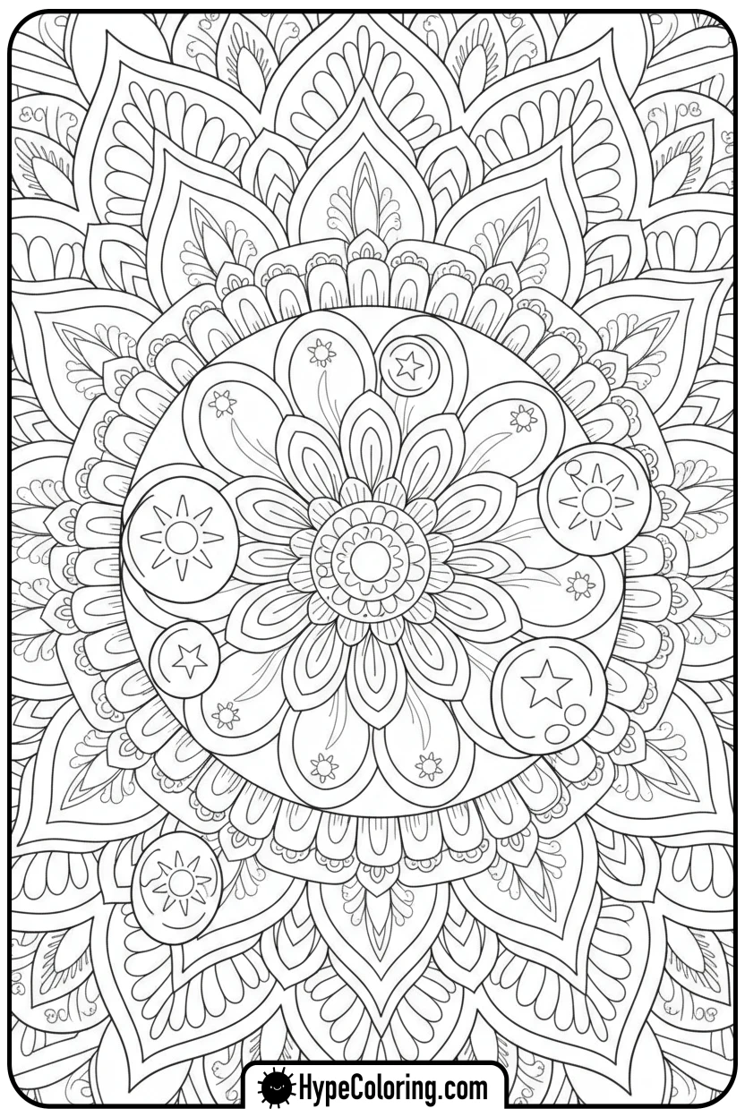 flower-mandala-with-sparkling-dewdrops - flower mandala coloring pages