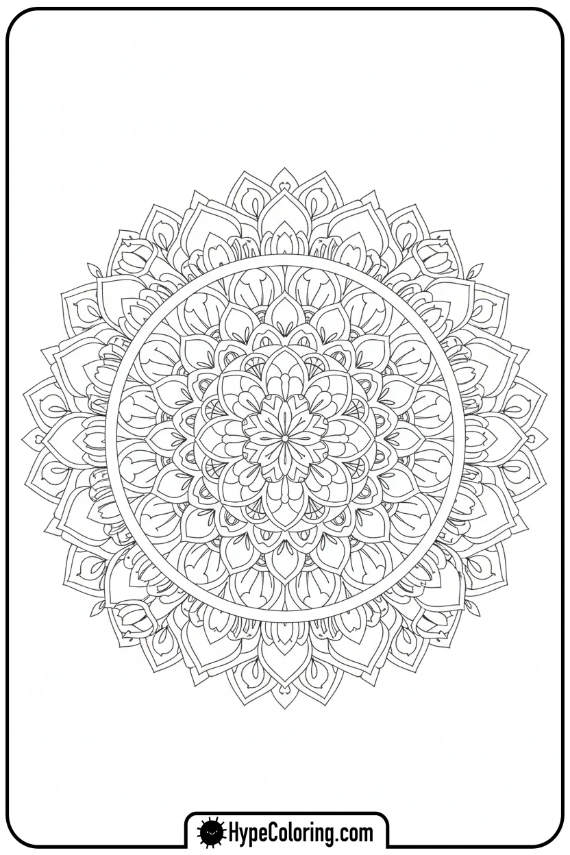 kaleidoscope-flower-mandala-design - flower mandala coloring pages