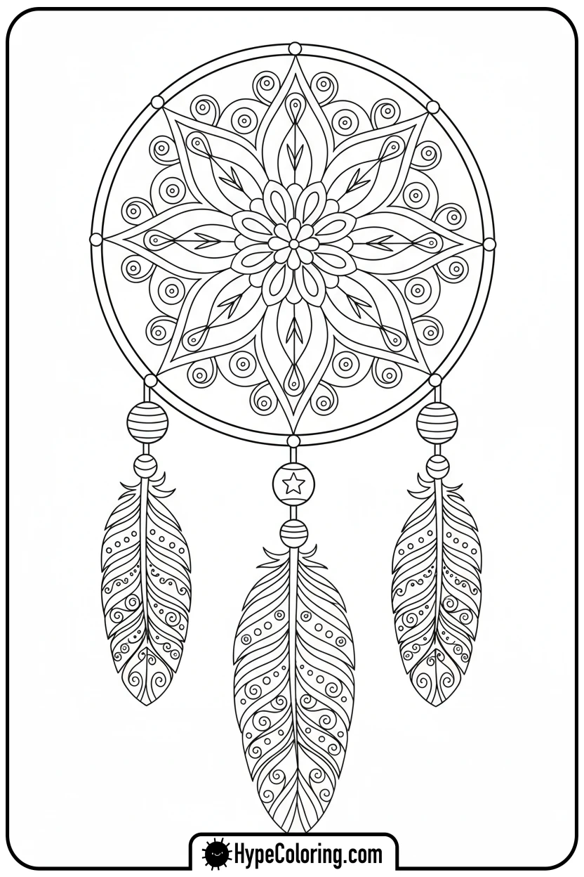 flower-mandala-dream-catcher - flower mandala coloring pages