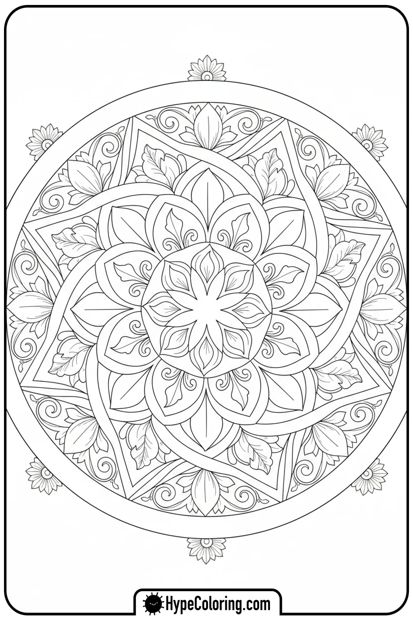 flower-mandala-with-woven-ribbons - flower mandala coloring pages