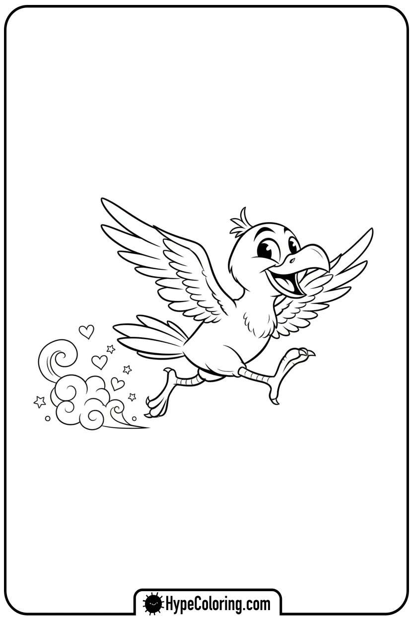 opila-bird-running-happily - garten of banban coloring pages
