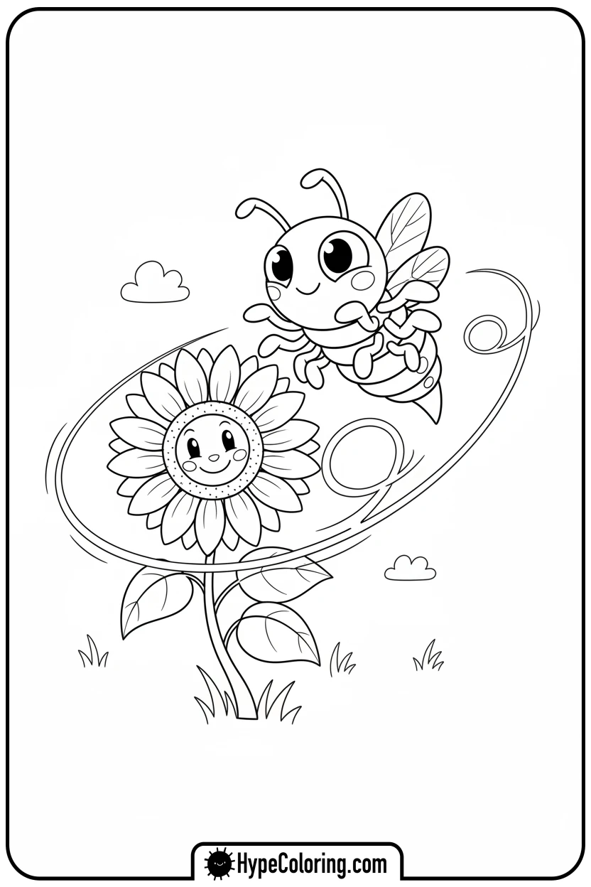 stinger-flynn-with-sunflower - garten of banban coloring pages