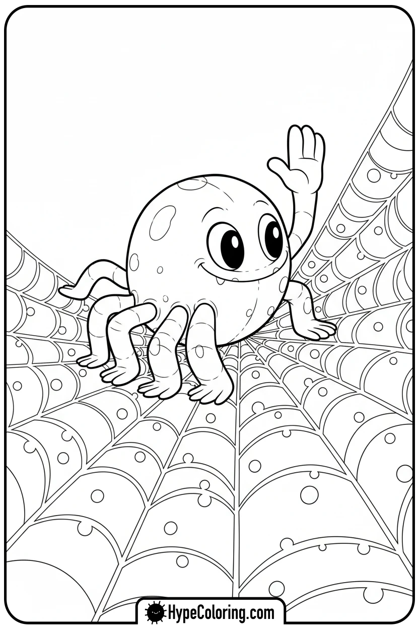 nabnab-on-a-spiderweb - garten of banban coloring pages