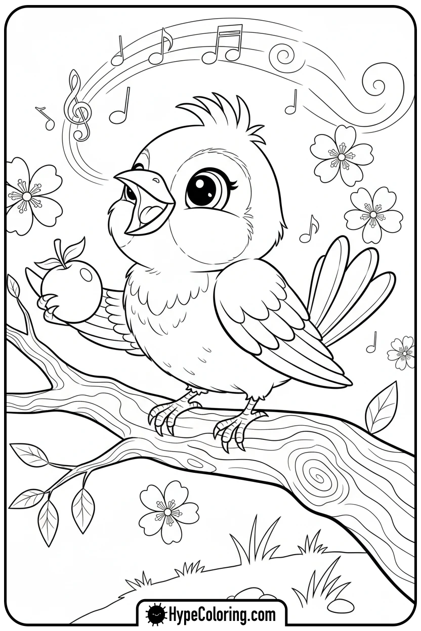tarta-bird-on-branch - garten of banban coloring pages