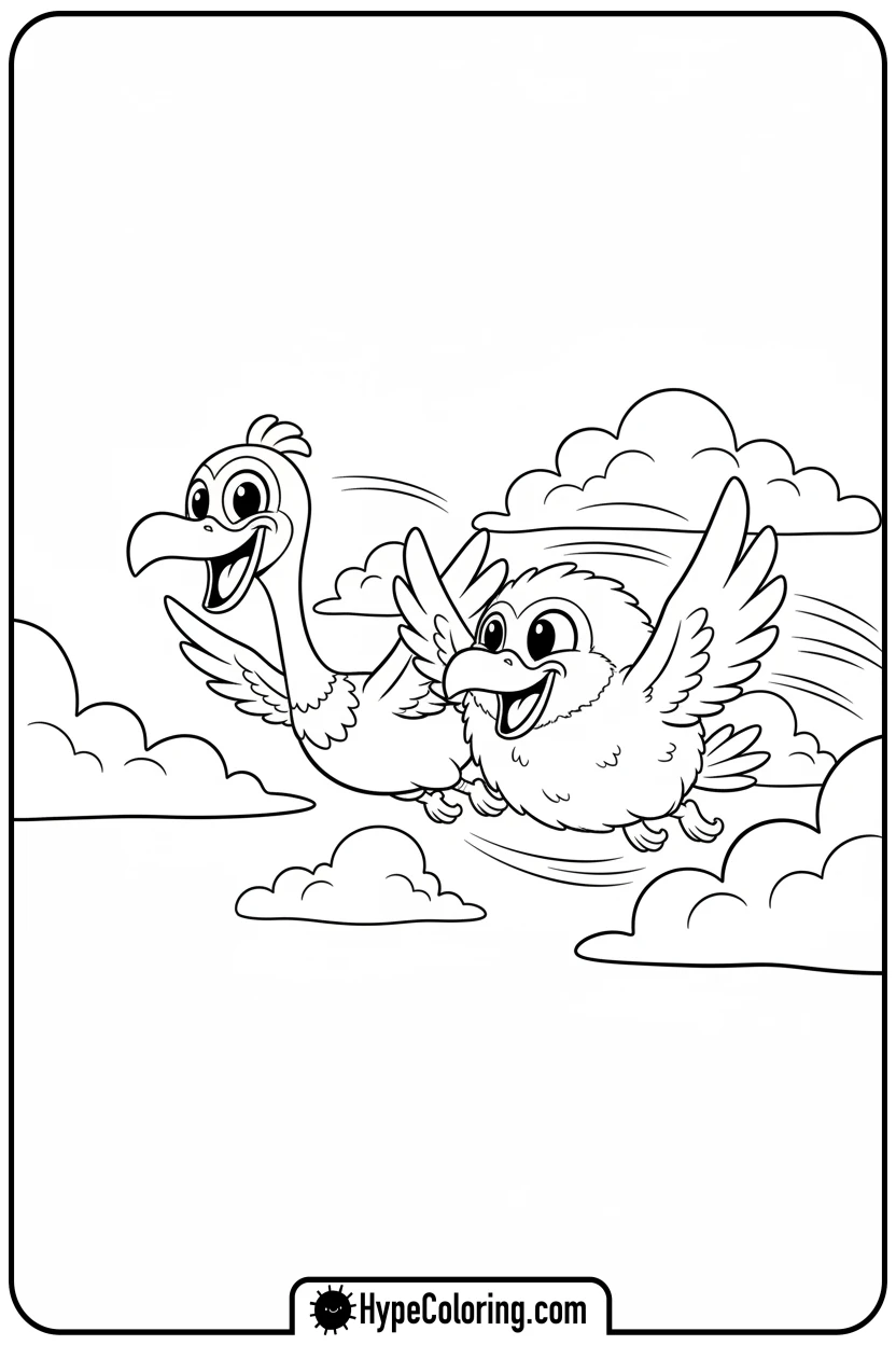 opila-and-tarta-flying - garten of banban coloring pages