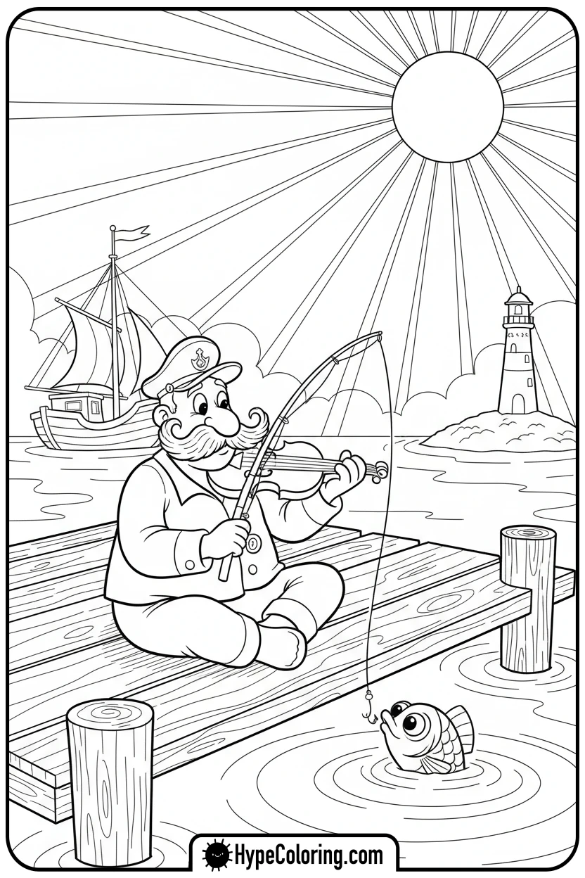 captain-fiddles-fishing - garten of banban coloring pages