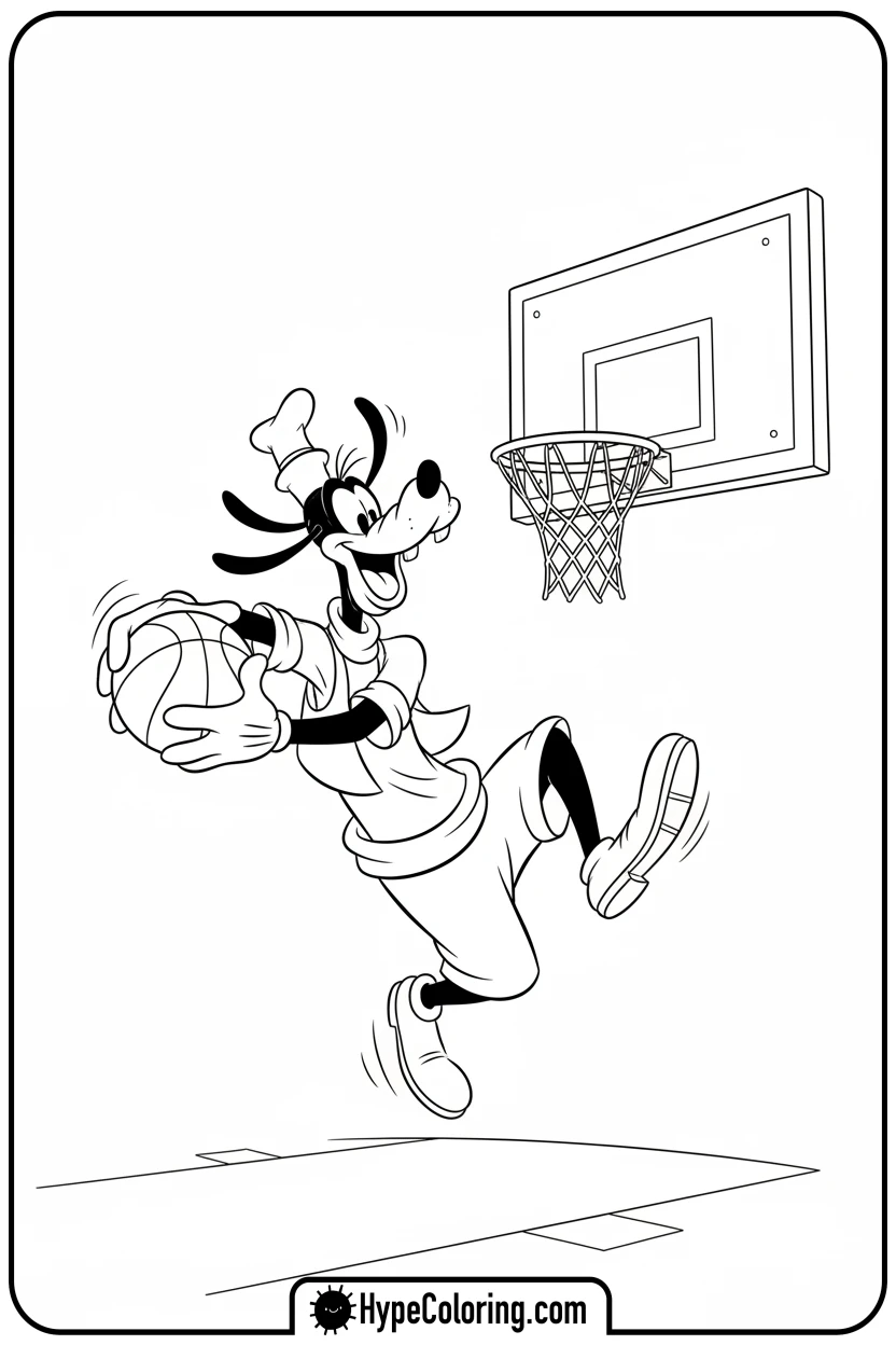 goofy-slam-dunking-basketball - goofy coloring pages