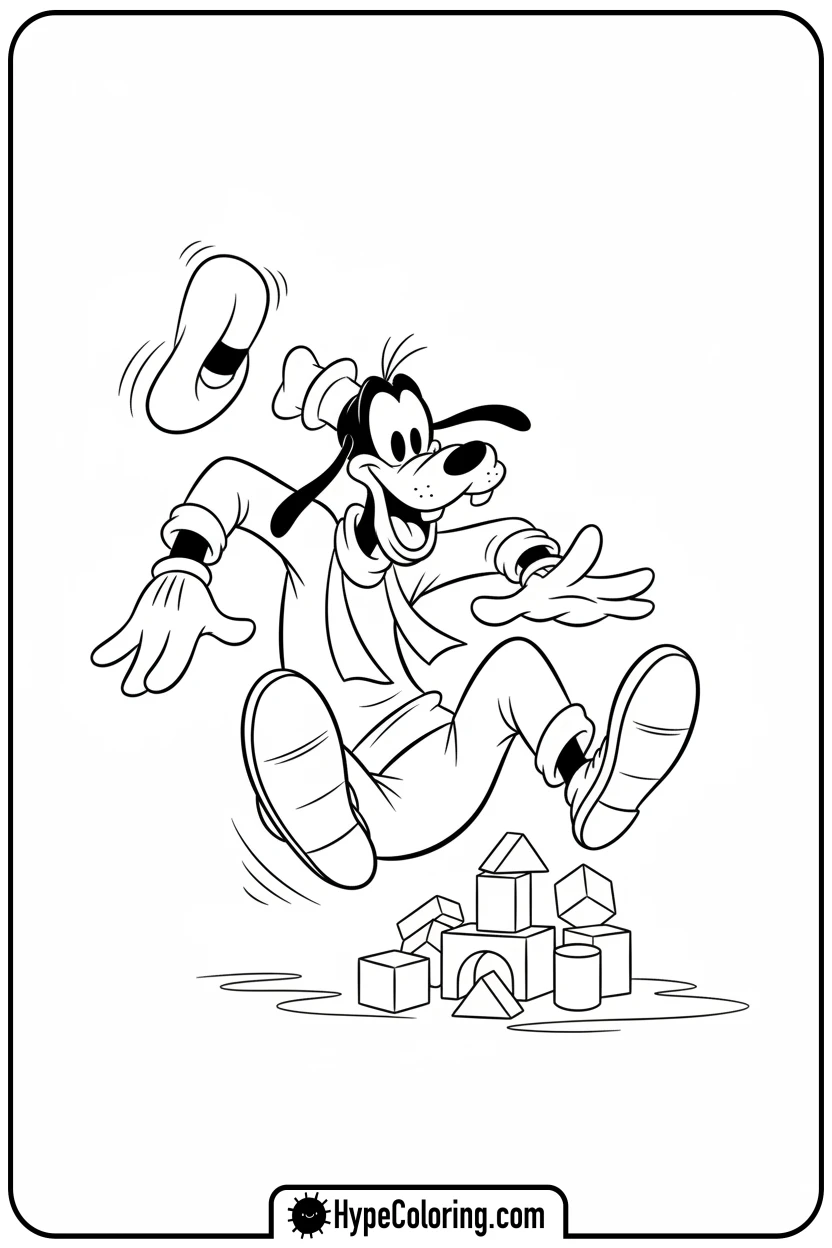 goofy-comically-tripping-over-blocks - goofy coloring pages