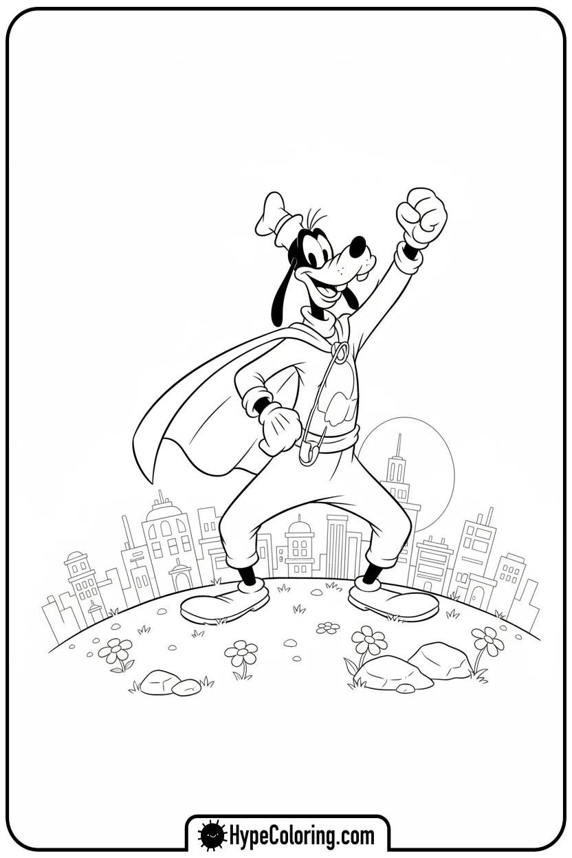goofy-dressed-as-superhero - goofy coloring pages